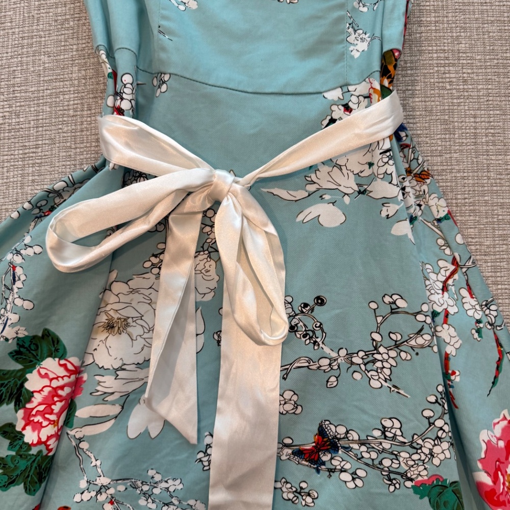 GARDENWEED Women’s Sleeveless fit & flare Party Dress, Aqua Floral Print Size M - Picture 11 of 16